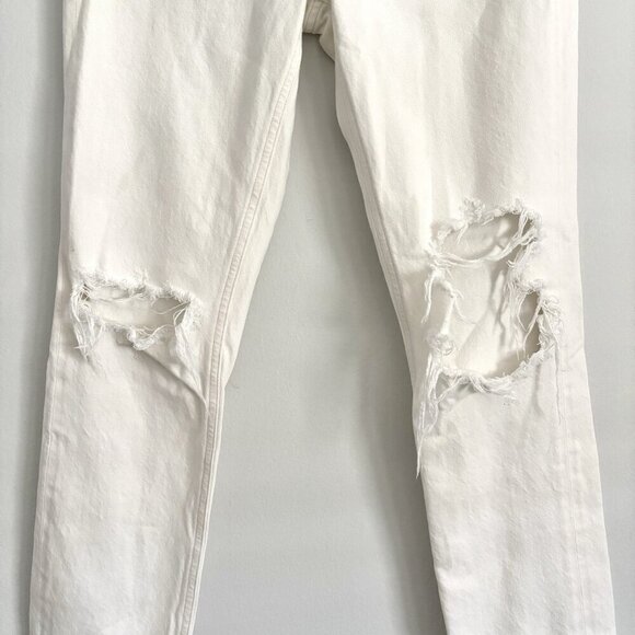 AGOLDE White Riley Distressed Jeans High Rise Cropped  Women’s Size 24 - Picture 6 of 9
